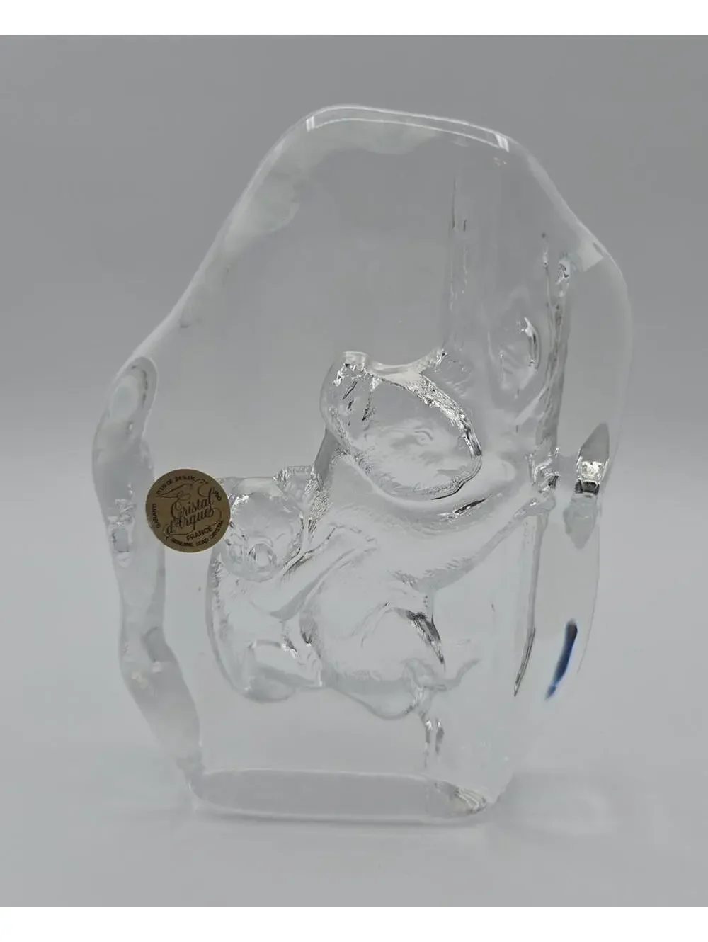 Vintage Cristal d'Arques Lead Crystal Koala Bear & Baby Figurine France